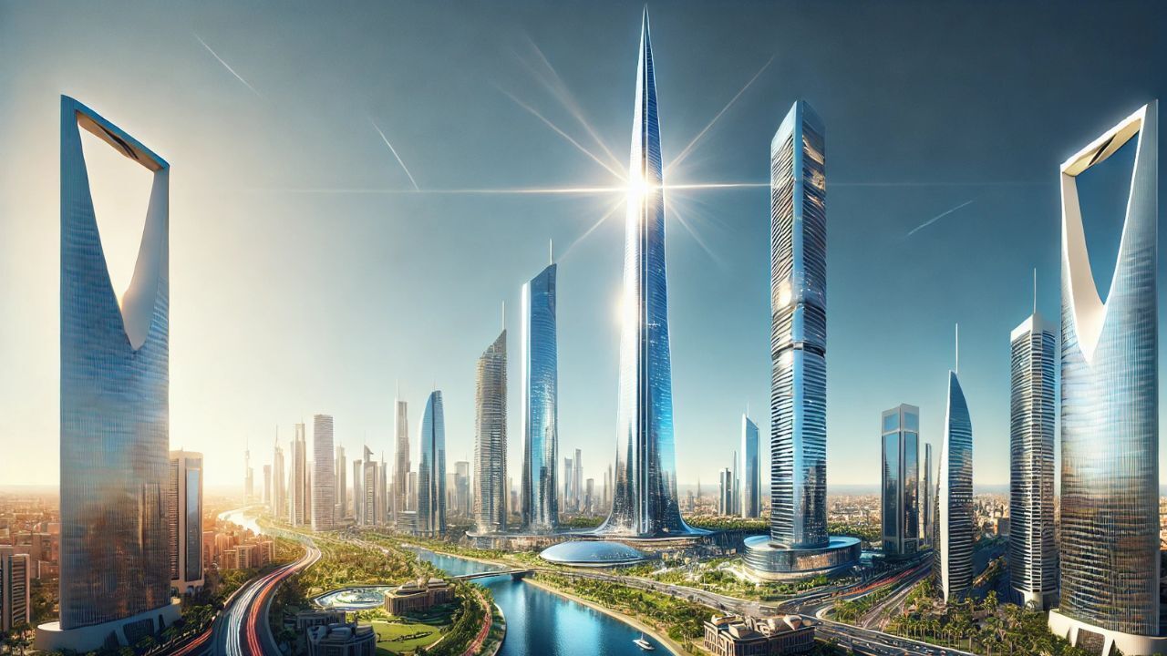 Ai generated image of jeddah tower, to surpass burj khalifa as the tallest tower in the world